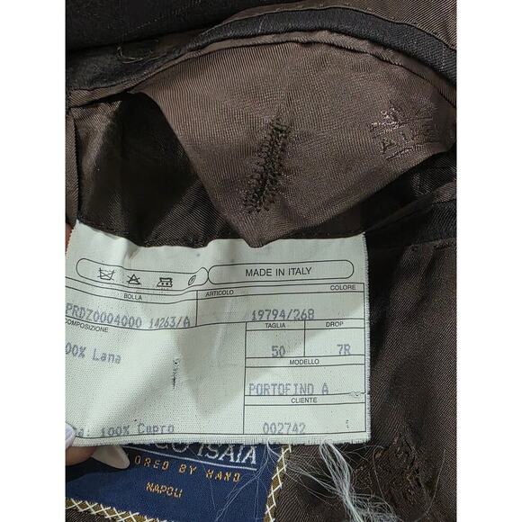 Enrico Isaia Blazer 50R Brown Pinstripe Wool Sport Coat Italy Hand Tailored - Picture 14 of 14